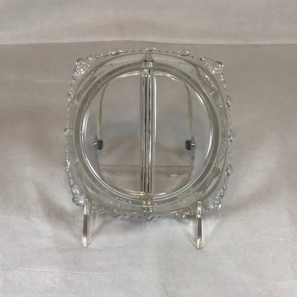 Vintage Silver Overlay Glass 2-Section Divided Teardrop Edge Dish - Picture 6 of 6